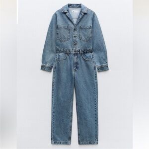 Zara Long Sleeve Denim Jumpsuit